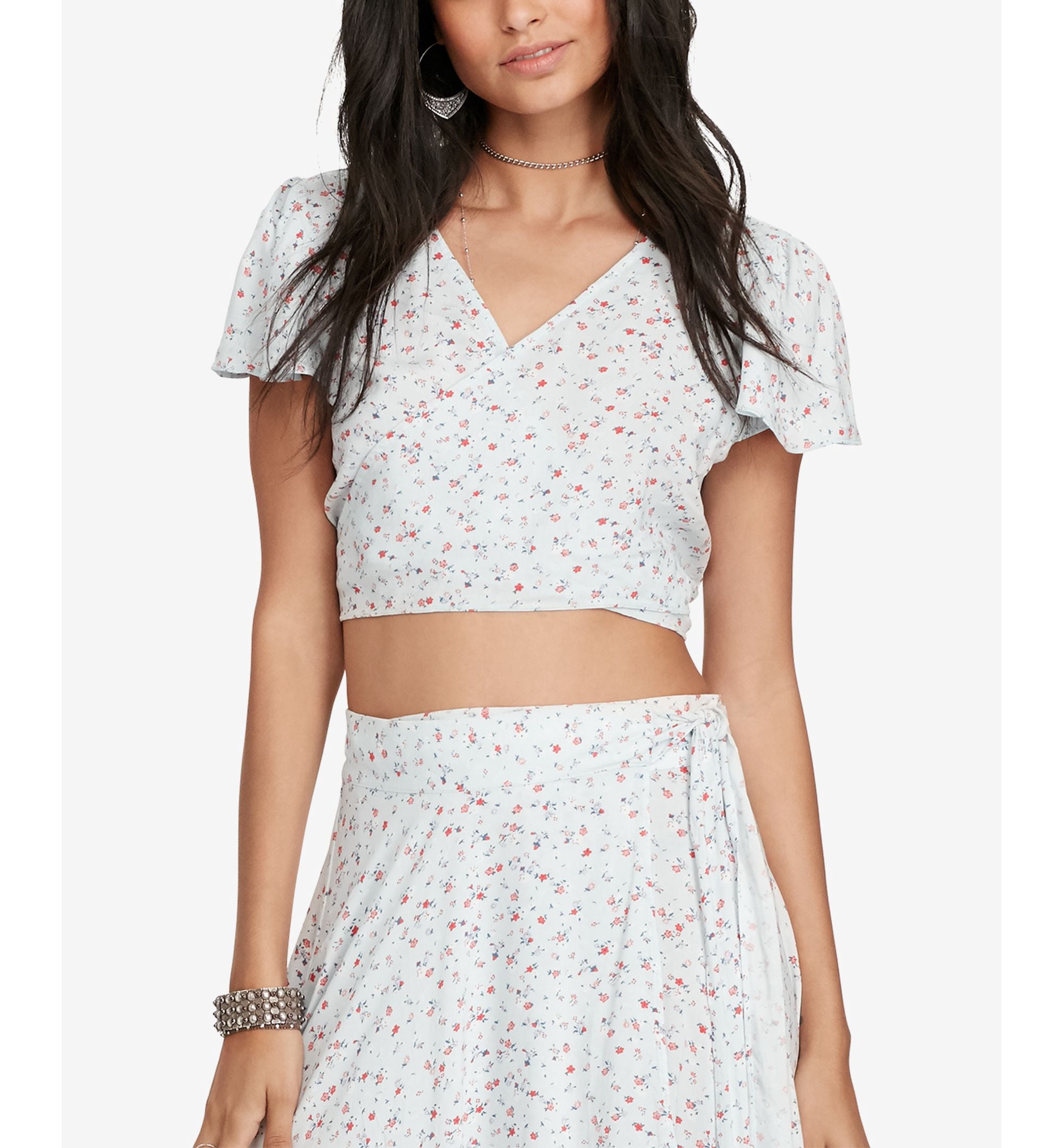 Denim Supply Ralph Lauren Tie Back Crop Top Kimberly Floral M - Walmart.com