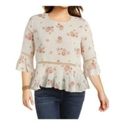 Denim & Supply Ralph Lauren Womens Floral Print Bell Sleeves Casual Top