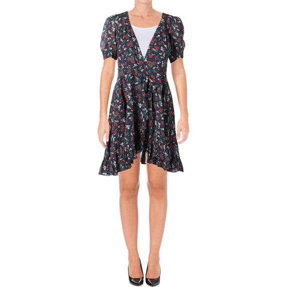 Ralph Lauren Womens Floral Wrap Dress, Blue, Small