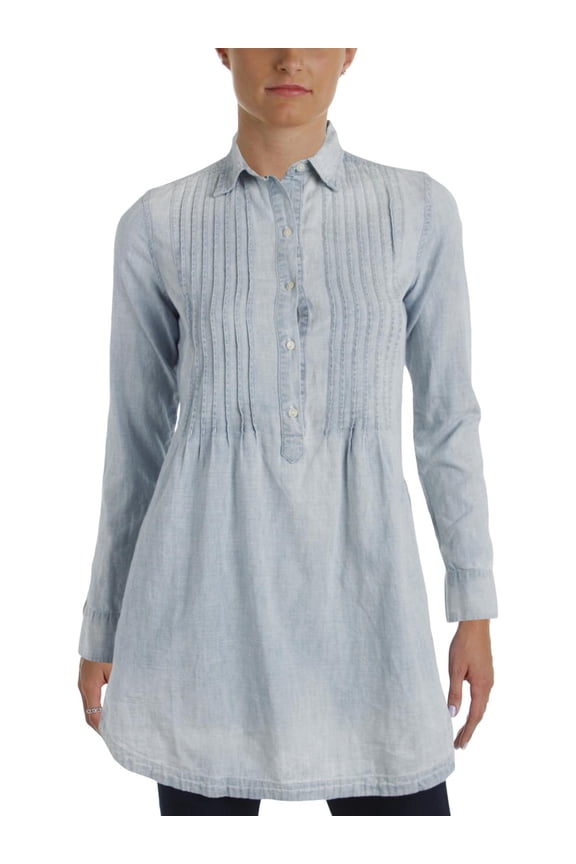 Denim & Supply Ralph Lauren Womens Light Wash Pintuck Shirtdress Blue XS