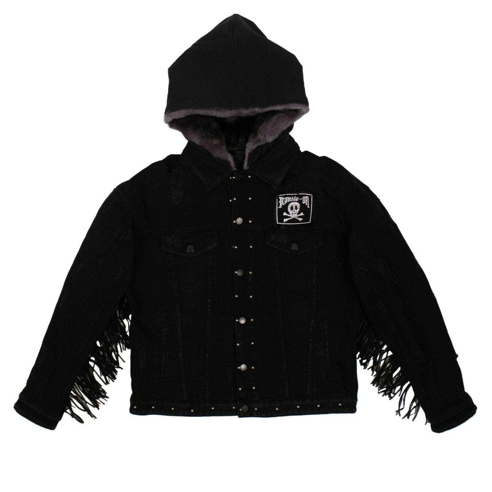 Denim Tassel Fringed Jacket Black