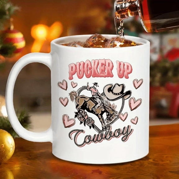 Denim Themed Valentine s Day Coffee Cup 11oz Insulated Ceramic Mug with Reusable Design Microwave Girlfriends