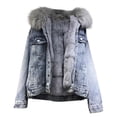 thumbnail image 1 of Denim Thickened Coat Women'S Winter All Loose Coat Detachable Large Collar Coat Cute Coats Womens plus Size Sweaters plus Size Styles for Women Woman Clothes plus Size Womens Windbreaker Jackets plus, 1 of 5