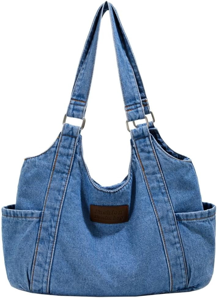 Denim Tote Bag Large Capacity Jean Purses for Women Handbags Soft Shoulder Ladies Purses 2025