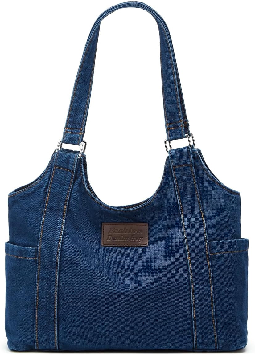 Denim Tote Bag Large Capacity Jean Purses for Women Handbags Soft Shoulder Ladies Purses