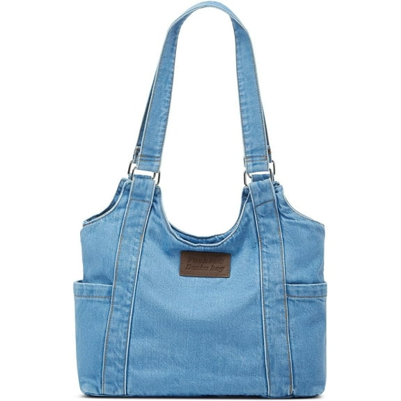 Denim Tote Bag Large Capacity Jean Purses for Women Handbags Soft Shoulder Ladies Purses