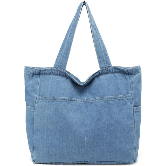 Denim Tote Bag for Women Casual Denim Purses and Handbags Travel Shoulder Bag