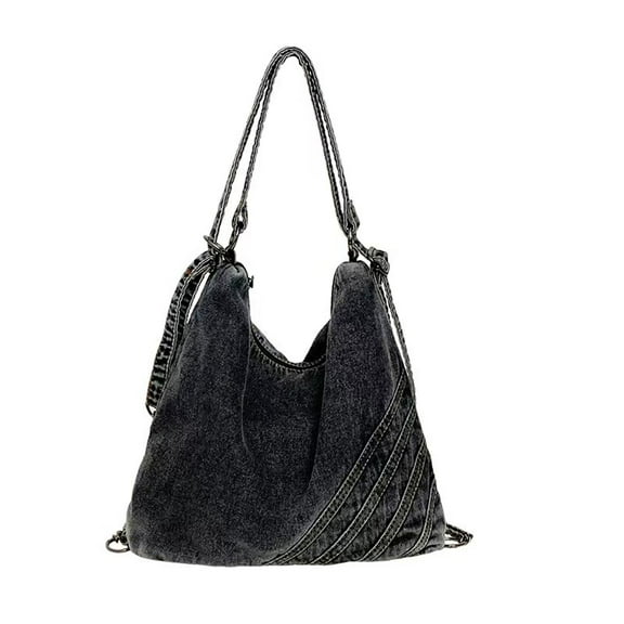 Denim Tote Hobo Bag for Women Jean Purse Shoulder with Adjustable Strap(Blue)
