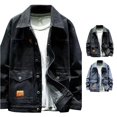 thumbnail image 1 of Denim Trucker Jacket for Men Casual Lapel Collar Button Down Jean Coat with Pockets for Fall Winter Daily Wear and Weekend Outings, 1 of 5