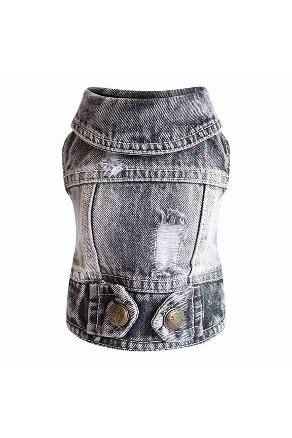 Denim Vest Jacket For Small Dogs, Cute Puppy T-Shirt With Lapel Design, Soft Comfortable Dog Clothes With Button Closure, 6 Sizes (Xs-Xxl) For Daily Wear, Holidays, Parties, Beach