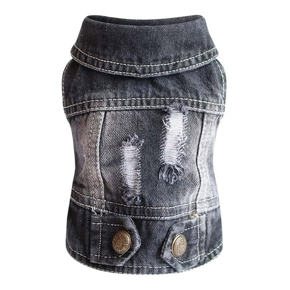 Denim Vest Jacket T-Shirt Cute Puppy Clothes, Comfortable Cool Clothing For Small Dogs