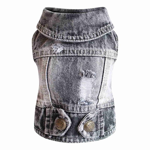 Denim Vest Jacket T-Shirt For Small Dogs, Soft Comfortable Lapel Design With Button Closure & Adjustable Neck, 6 Sizes (Xs-Xxl) For Puppy Cats Everyday Wear Holidays Parties Photo