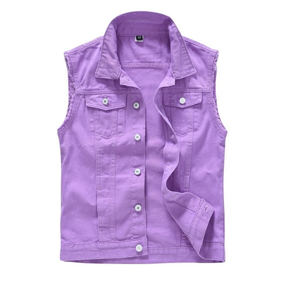 Denim Vest Men Coats Lapel Sleeveless Slim Fit Retro Ripped Casual Jean Vest For Men Autumn Winter Clothes