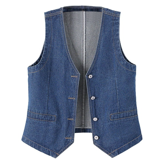 Denim Vest,Womens Short Slim Fit Korean Version Jacket Vest for Casual Outings,Denim Vest Womens,2XL,Z03 Dark Blue