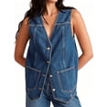 thumbnail image 1 of Denim Vest for Women Casual V Neck Button Down Sleeveless Jean Jacket, 1 of 6