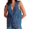 thumbnail image 1 of Denim Vest for Women Casual V Neck Button Down Sleeveless Jean Jacket, 1 of 5