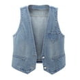 thumbnail image 1 of Denim Vests for Women 2026 Solid Color Versatile Casual V Neck Denim Tank Top and Camisole Jacket, 1 of 4