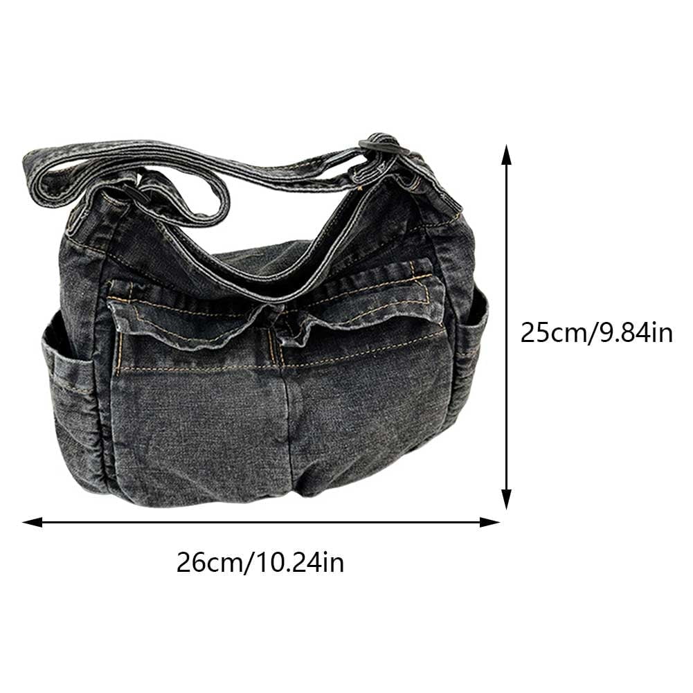 Denim Vintage Messenger Bag Retro Jeans Tote Bag Large Capacity