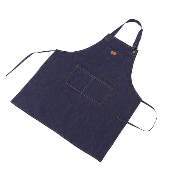 Denim Work Apron, Work Smock Jean Apron Cooking Bib Apron for Men & Women with Adjustable Straps and Large Pockets for Salon Barber Hairdressers BBQ Grill Length 78cm Wide 70cm