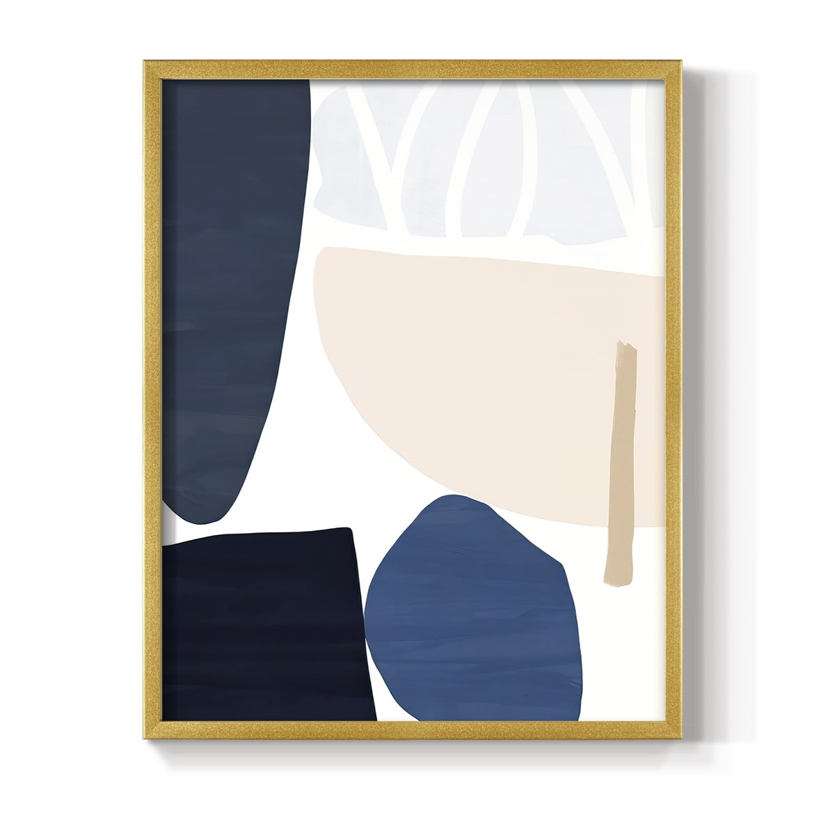 Denim and Sand I Framed Print in Gold Solid Wood Framed Print No Nail Hanging