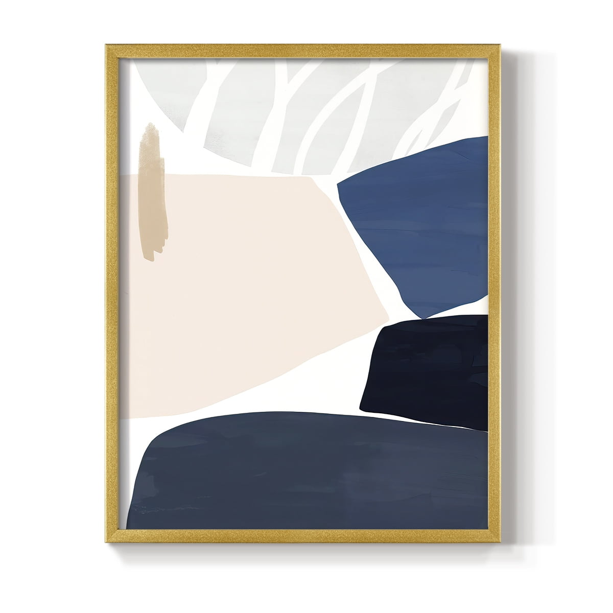 Denim and Sand II Framed Print in Gold Solid Wood Framed Print No Nail Hanging