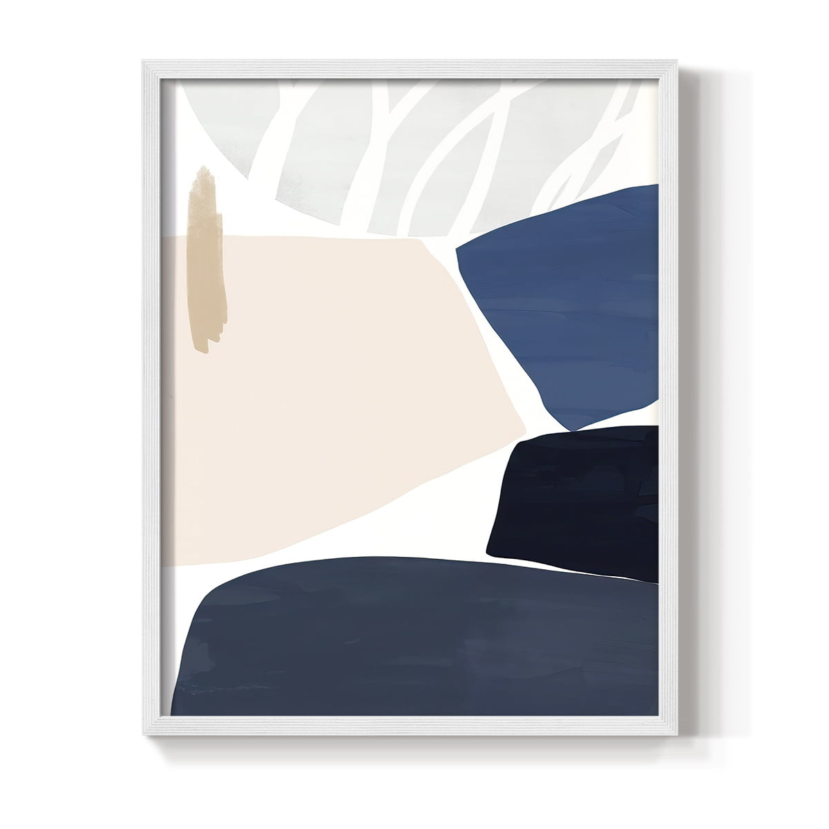 Denim and Sand II Framed Print in White Solid Wood Framed Print No Nail Hanging