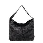 Denim crossbody bag for women, casual American retro style, distressed shoulder bag, large-capacity travel backpack, commuter canvas bag