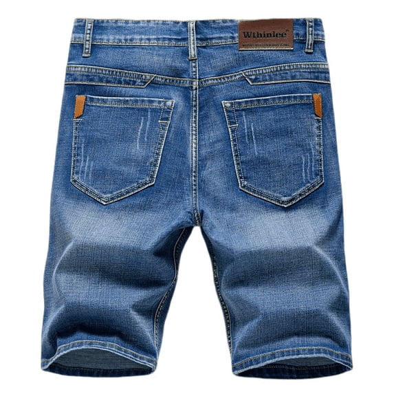 Denim shorts men's five-point pants summer thin pants straight casual and comfortable