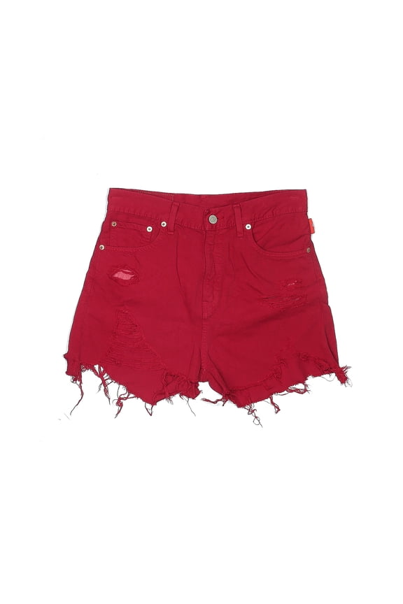 Women's Hi-Rise Distressed Pierce Short, Red, Size 24