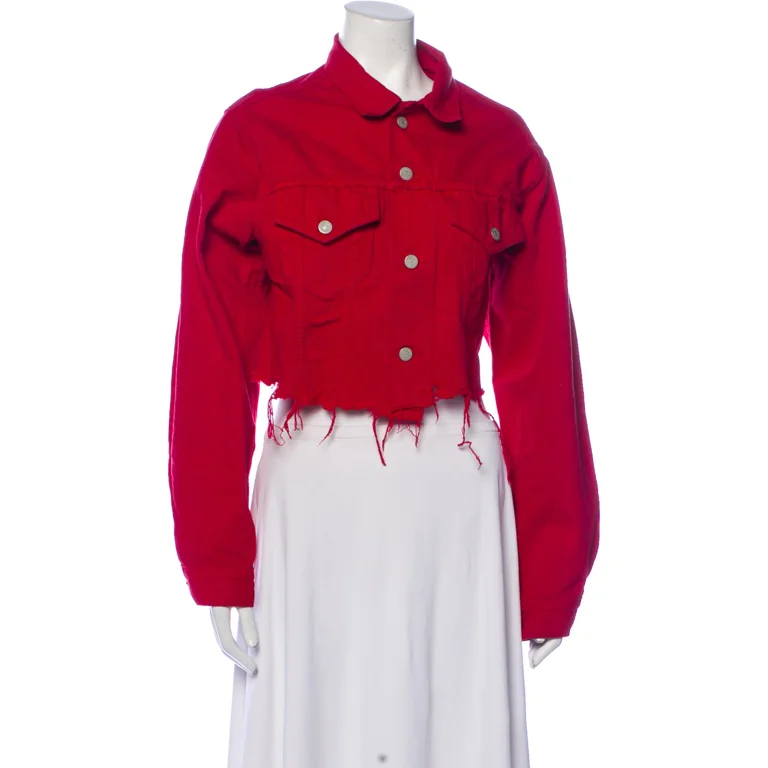 Distressed red hotsell denim jacket