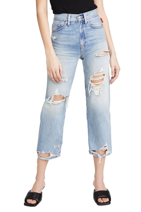 Denimst Women's Distressed High Rise Cropped Jinx Pierce Jeans Size 27