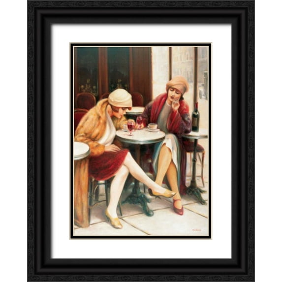 Denis, E 11x14 Black Ornate Wood Framed with Double Matting Museum Art Print Titled - Cafe II