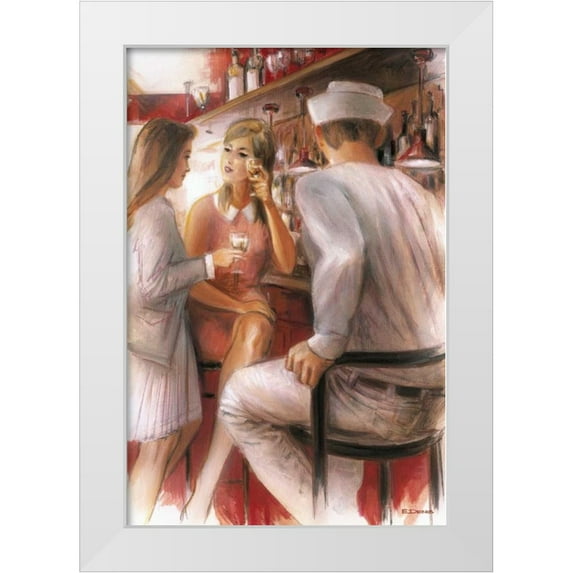 Denis, E 13x18 White Modern Wood Framed Museum Art Print Titled - Bar conversations IV