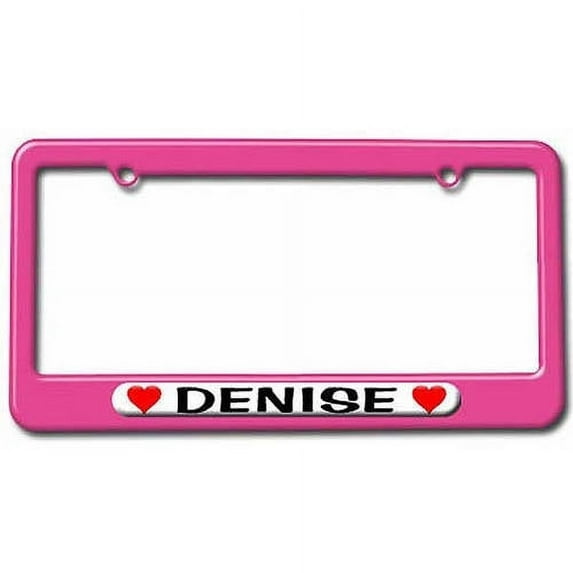 Denise Love with Hearts License Plate Tag Frame, Multiple Colors