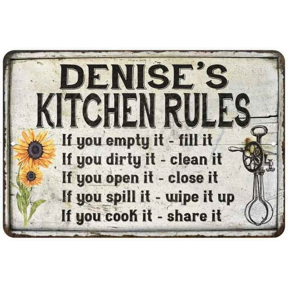 Denise's Kitchen Rules Chic Sign Vintage Decor 8x12 Metal Sign 108120032077