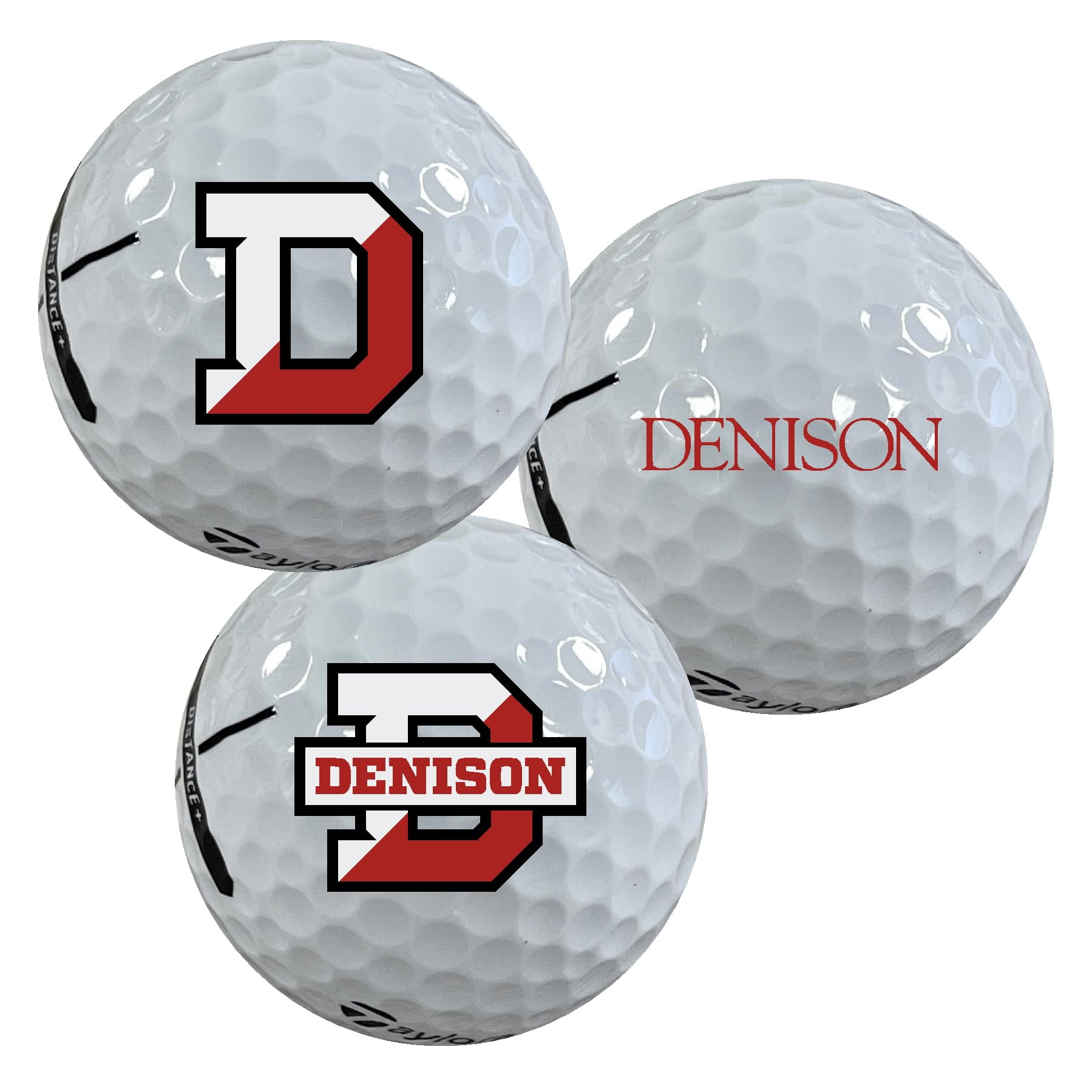 Denison University Big Red Logo Edition Officially Licensed NCAA Taylormade Distance+ Golf Balls 12-Pack (Dozen)