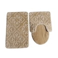 thumbnail image 1 of Denmark 3PC. Bathroom Set Contour Mat Toilet LID Cover - Beige, 1 of 2
