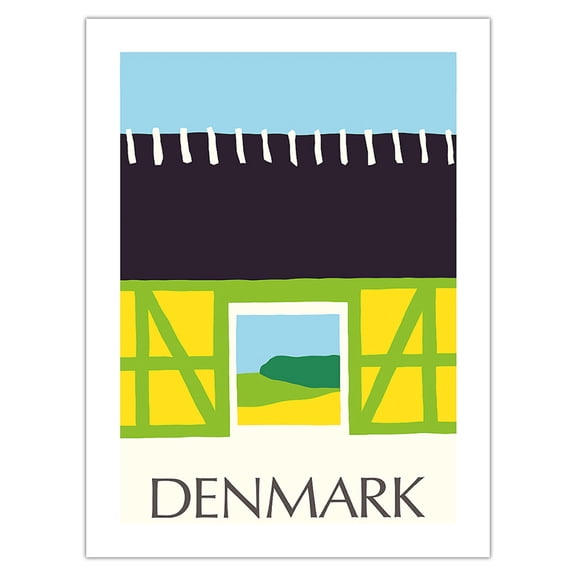 Denmark - Barn (Lade) - Vintage Travel Poster by Ole Kortzau c.1977 - Fine Art Matte Paper Print (Unframed) 24x32in