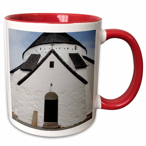 3drose, Denmark, Bornholm, Gudhjem, Osterlars Church - Eu07 Cmi0049 - Cindy Miller Hopkins, 11oz Two-tone Red Mug