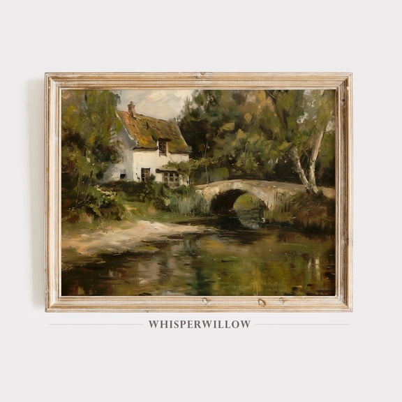 Denmark Cabin River 20th Century Vintage, European River Bridge Landscape, Antique Architecture Poster Decor, Size 8x12 UNFFRAMED F03.1.8l1802