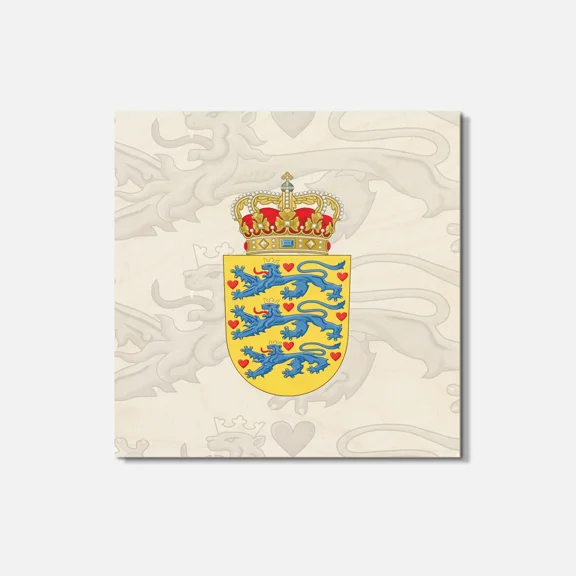 Denmark Coat Of Arms 4'' X 4'' Square Wooden Coaster
