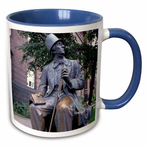 3drose, Denmark, Copenhagen. Hans Christian Andersen Statue - Eu07 Dbr0038 - Dave Bartruff, 15oz Two-tone Blue Mug