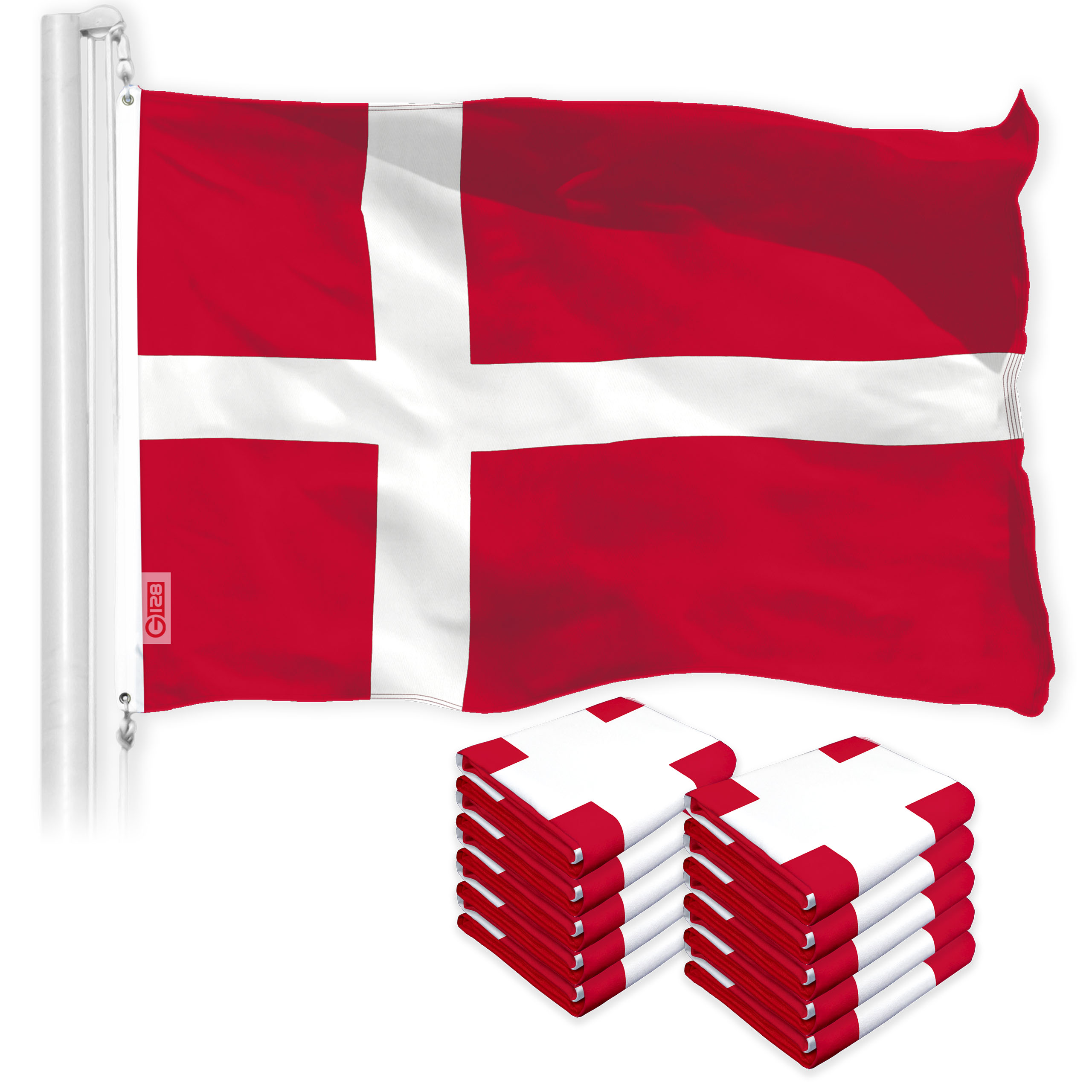 Denmark Danish Flag 3x5FT 10-Pack 150D Printed Polyester By G128 - image 1 of 7