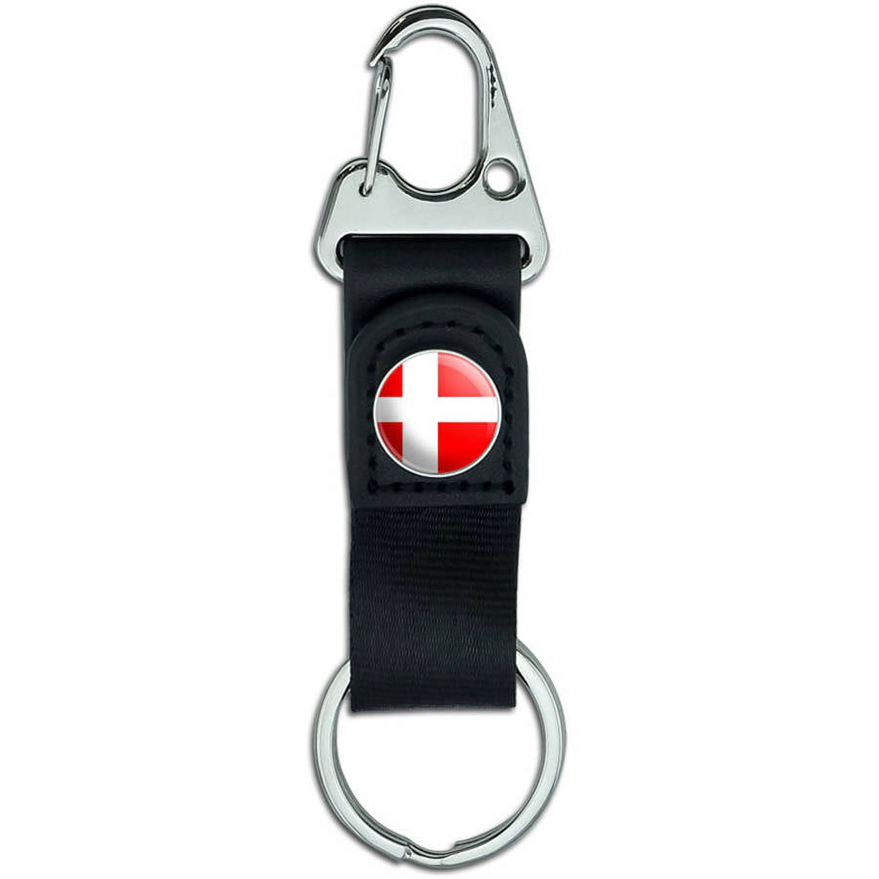 Key Ring Denmark Denmark Danish Flag Belt Clip On Carabiner Leather Keychain Fabric Key ...