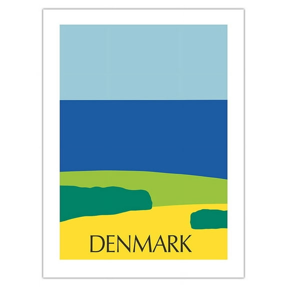 Denmark - Danish Landscape - Vintage Travel Poster by Ole Kortzau c.1976 - Fine Art Matte Paper Print (Unframed) 18x24in