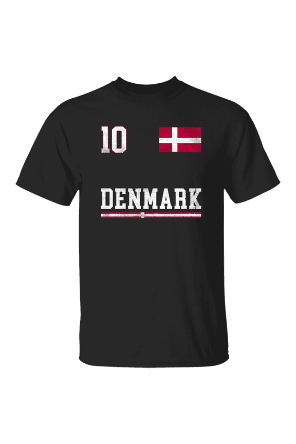 Denmark Flag Emblem Danish Pride Proud Men Women Soccer Fan T-Shirt