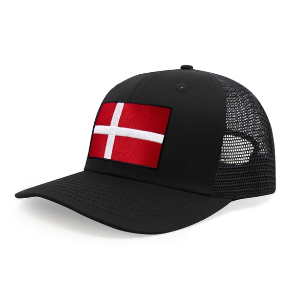 Denmark Flag Hat for Men and Women – Adjustable Snapback Baseball Cap by International Tie (All Black)