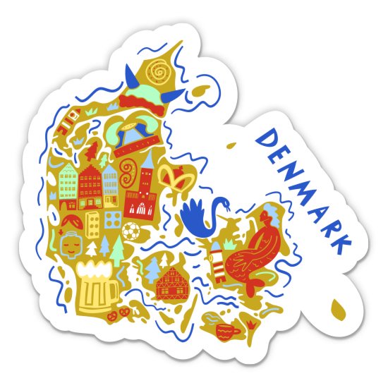 Denmark Flag Shape Shape - 3" Vinyl Sticker - For Car Laptop Water Bottle Phone - Waterproof Decal
