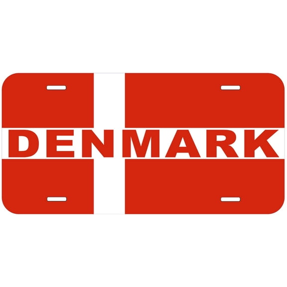 Denmark Flag With Country Name Novelty Car Auto License Plate
