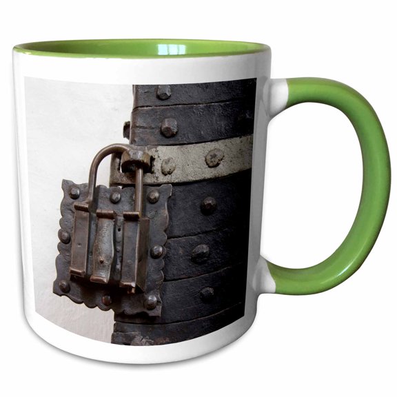 3drose, Denmark, Helsingoer Cathedral, Iron Padlock - Eu07 Cmi0142 - Cindy Miller Hopkins, 11oz Two-tone Green Mug
